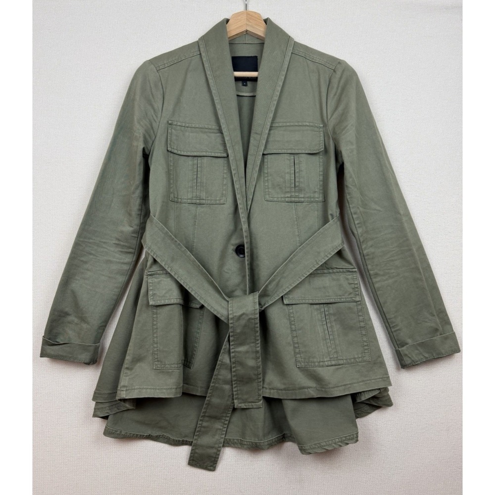 Marissa Webb Iona Green Small Belted Military Jacket Army Utility‎ Pockets